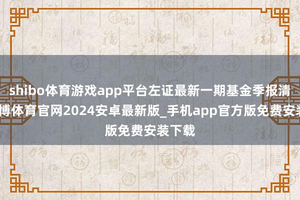 shibo体育游戏app平台左证最新一期基金季报清晰-世博体育官网2024安卓最新版_手机app官方版免费安装下载