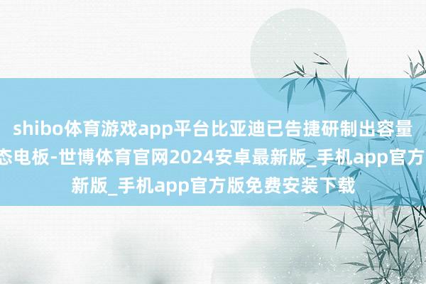 shibo体育游戏app平台比亚迪已告捷研制出容量为60Ah的全固态电板-世博体育官网2024安卓最新版_手机app官方版免费安装下载