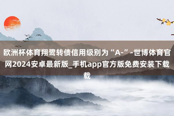 欧洲杯体育翔鹭转债信用级别为“A-”-世博体育官网2024安卓最新版_手机app官方版免费安装下载