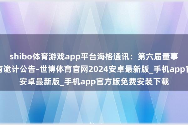 shibo体育游戏app平台海格通讯：第六届董事会第三十一次会议有诡计公告-世博体育官网2024安卓最新版_手机app官方版免费安装下载