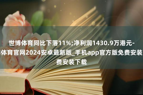 世博体育同比下落11%;净利润1430.9万港元-世博体育官网2024安卓最新版_手机app官方版免费安装下载