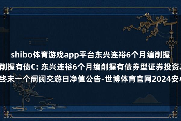 shibo体育游戏app平台东兴连裕6个月编削握有债A,东兴连裕6个月编削握有债C: 东兴连裕6个月编削握有债券型证券投资基金年度终末一个阛阓交游日净值公告-世博体育官网2024安卓最新版_手机app官方版免费安装下载