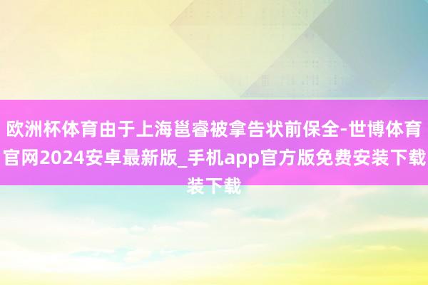 欧洲杯体育由于上海邕睿被拿告状前保全-世博体育官网2024安卓最新版_手机app官方版免费安装下载