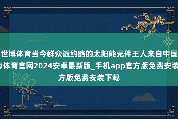 世博体育当今群众近约略的太阳能元件王人来自中国-世博体育官网2024安卓最新版_手机app官方版免费安装下载