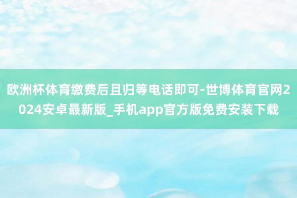 欧洲杯体育缴费后且归等电话即可-世博体育官网2024安卓最新版_手机app官方版免费安装下载