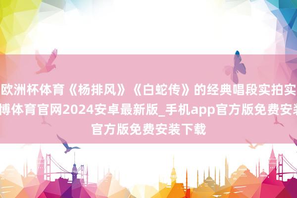 欧洲杯体育《杨排风》《白蛇传》的经典唱段实拍实录-世博体育官网2024安卓最新版_手机app官方版免费安装下载