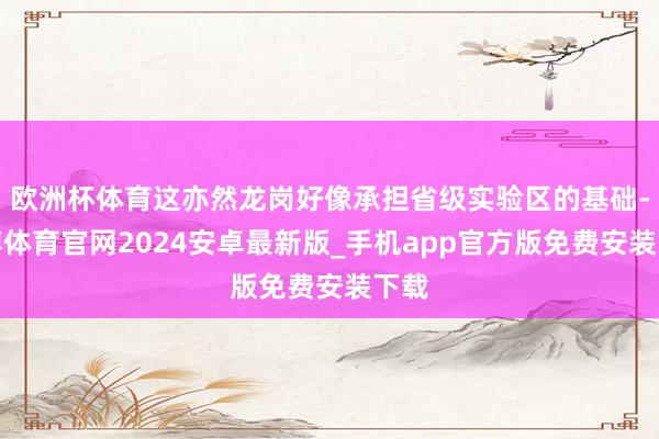 欧洲杯体育这亦然龙岗好像承担省级实验区的基础-世博体育官网2024安卓最新版_手机app官方版免费安装下载